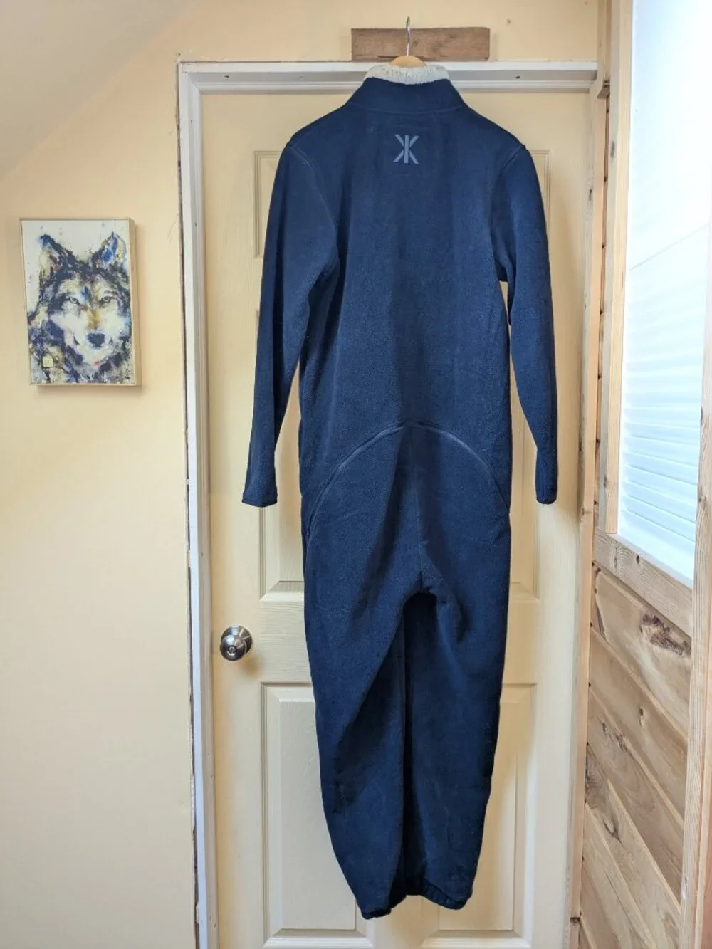 Onepiece Norway Navy Blue Fleece Jumpsuit Medium Sherpa Collar Mens Lounge Zip - Picture 7 of 16